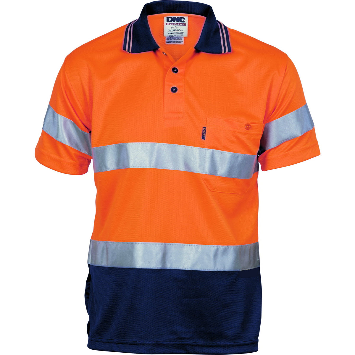 DNC Hi Vis D/D Cool Breathe Polo Shirt With CSR R/Tape Short Sleeve (3 ...