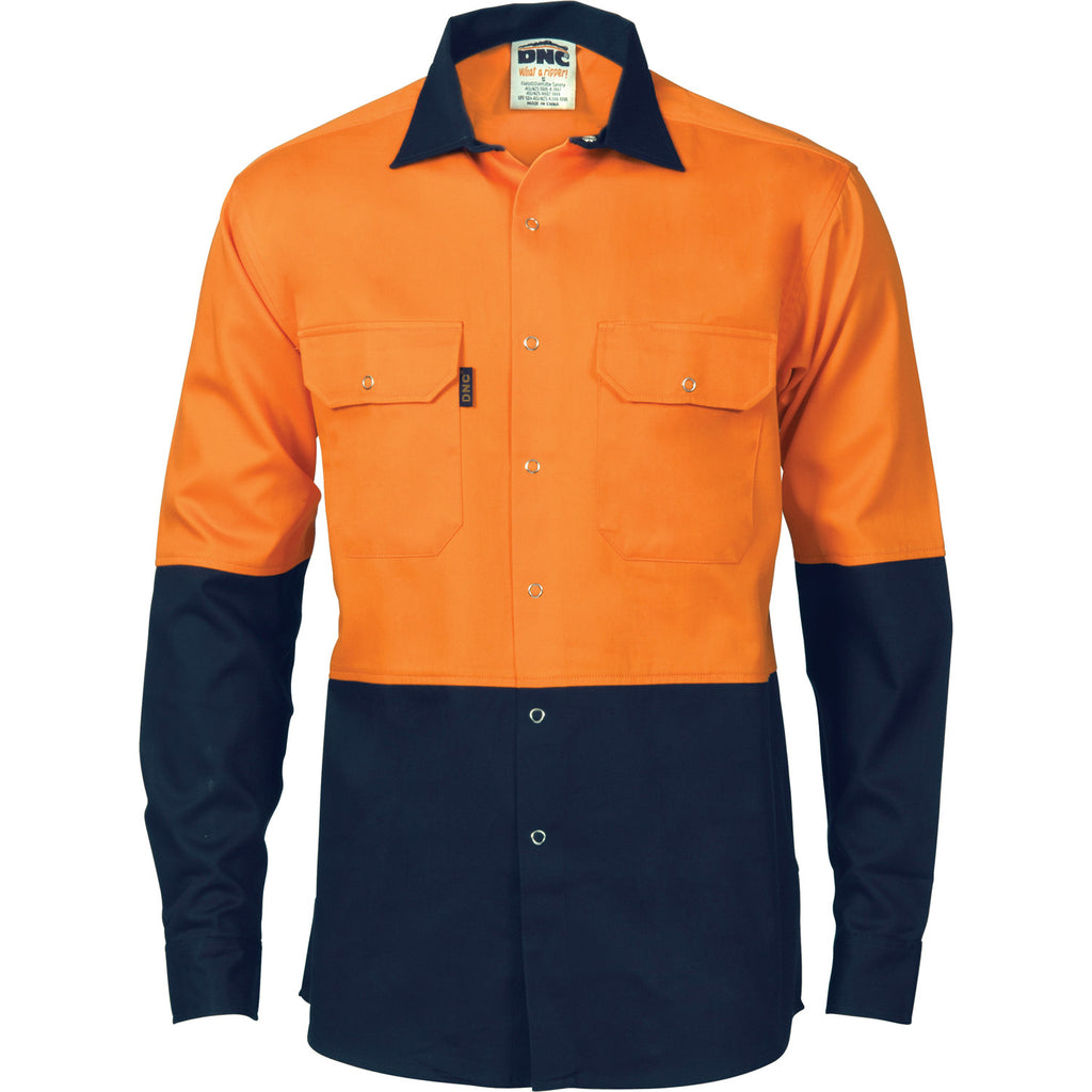 DNC HiVis Two Tone Drill Shirt With Press Studs (3838)