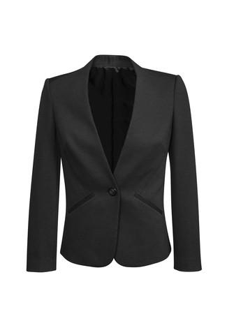 Biz Corporates-Biz Corporates Ladies Single Button Collarless Jacket-Charcoal / 4-Corporate Apparel Online - 2