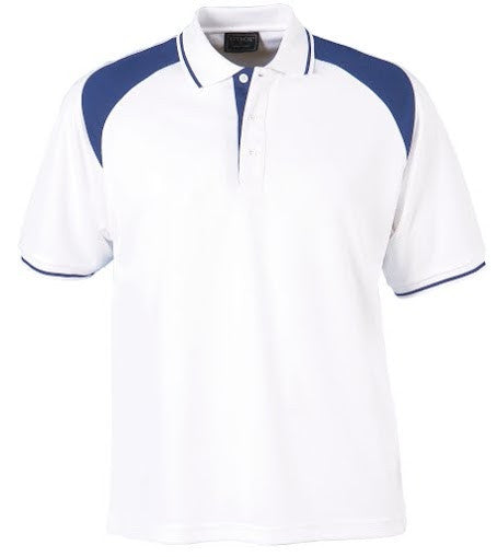 Stencil-Stencil Men's Club Cool Dry Polo-White/Navy / S-Corporate Apparel Online - 2