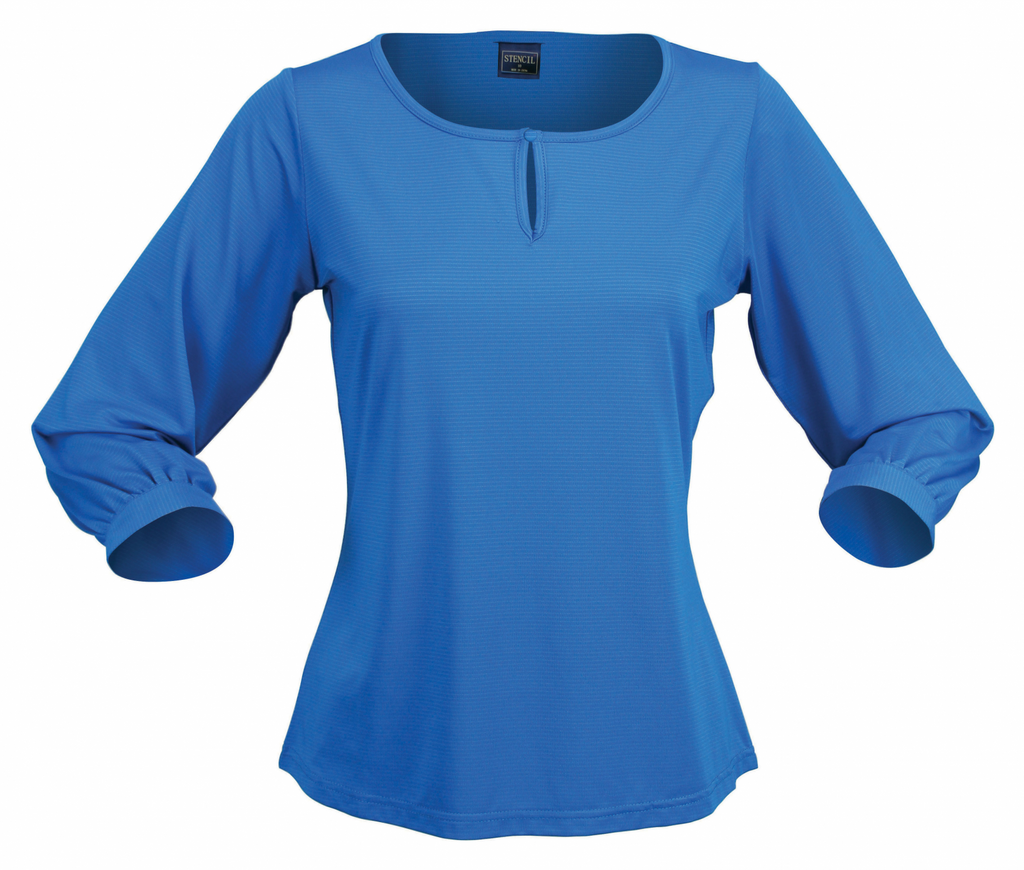 Stencil-Stencil Silvertech Ladies 3/4S Top-8 / Ocean Blue/Silver-Uniform Wholesalers - 1