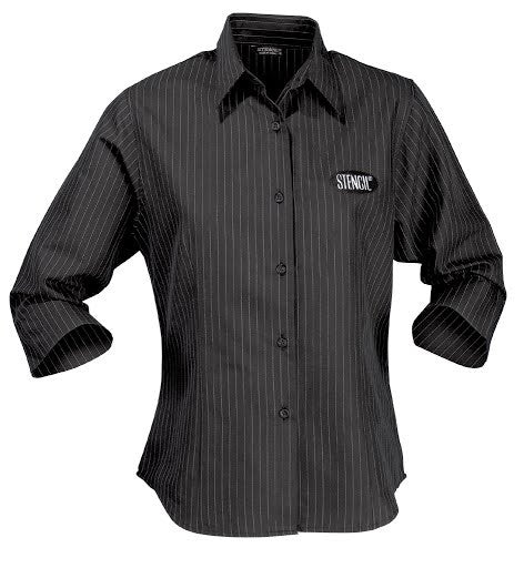 Stencil-Stencil Ladies' Pin-point Shirt (3/4S)-Black/White / 8-Corporate Apparel Online - 6