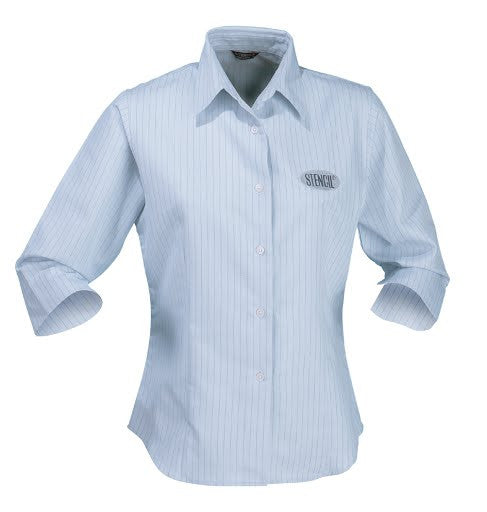Stencil-Stencil Ladies' Pin-point Shirt (3/4S)-Pearl blue/Navy / 8-Corporate Apparel Online - 3
