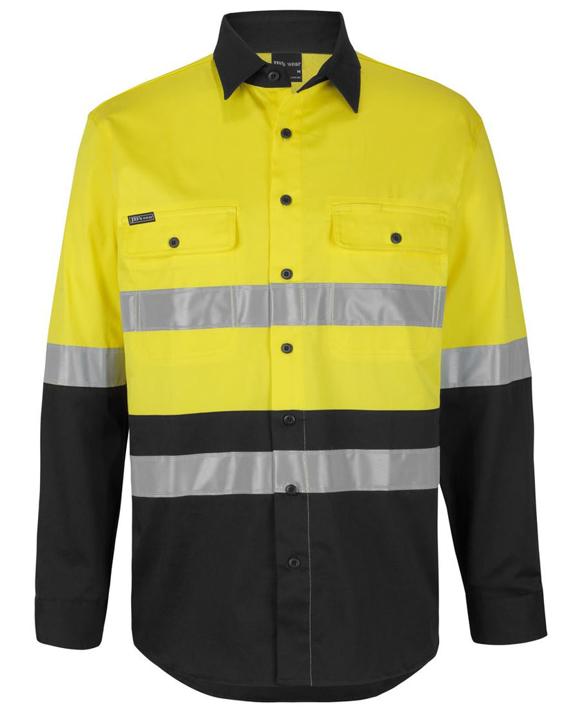 Jb's Hi Vis (D+N) L/S Stretch Work Shirt With Tape (6DSWL)