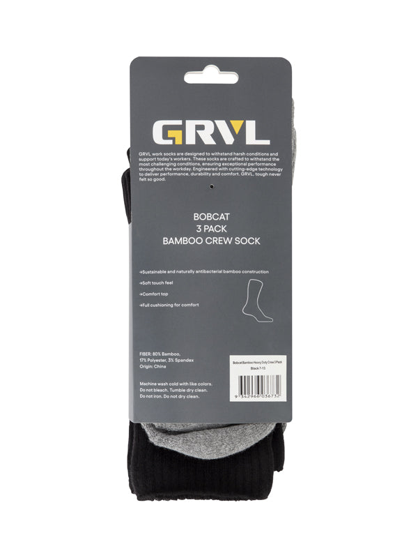 GRVL Bobcat Bamboo Heavy Duty Crew 3 Pack (GRVLS3)