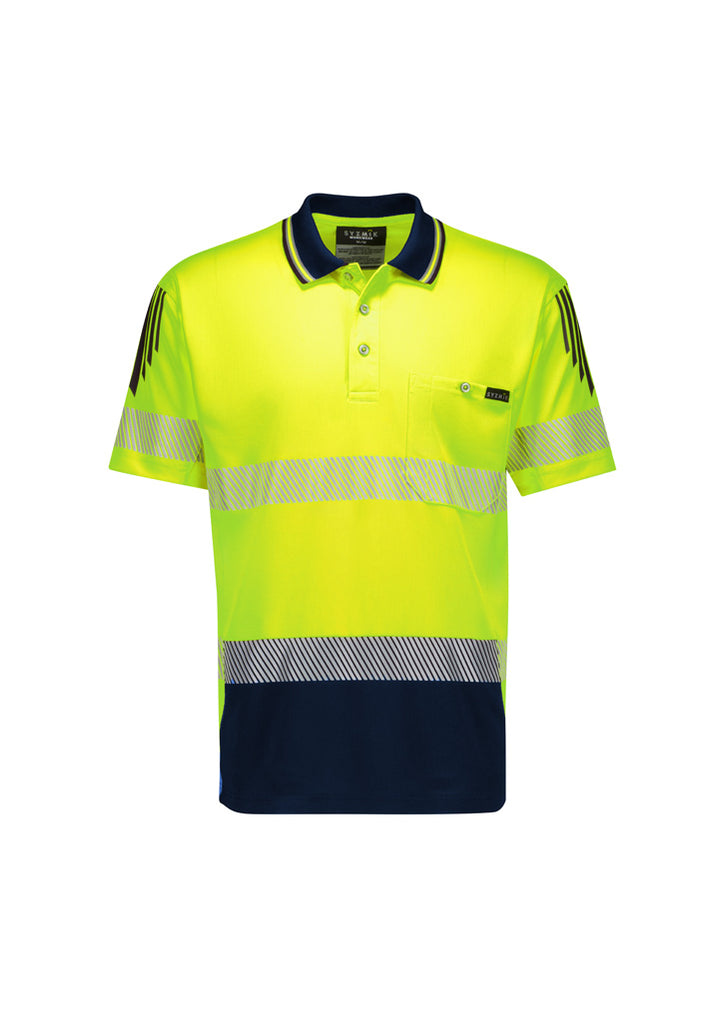 Syzmik Mens Hi Vis Flux Segmented Tape Short Sleeve Polo (ZH555)