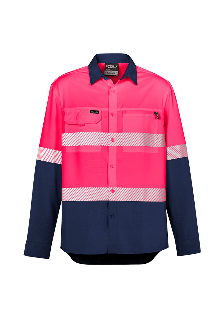 Syzmik Mens Hi Vis Outdoor Segmented Tape L/S Shirt  (ZW470)