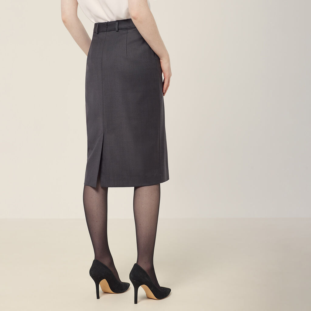 NNT Uniforms Wool Blend Twill Secret Waist Midi Skirt (CAT2RW)