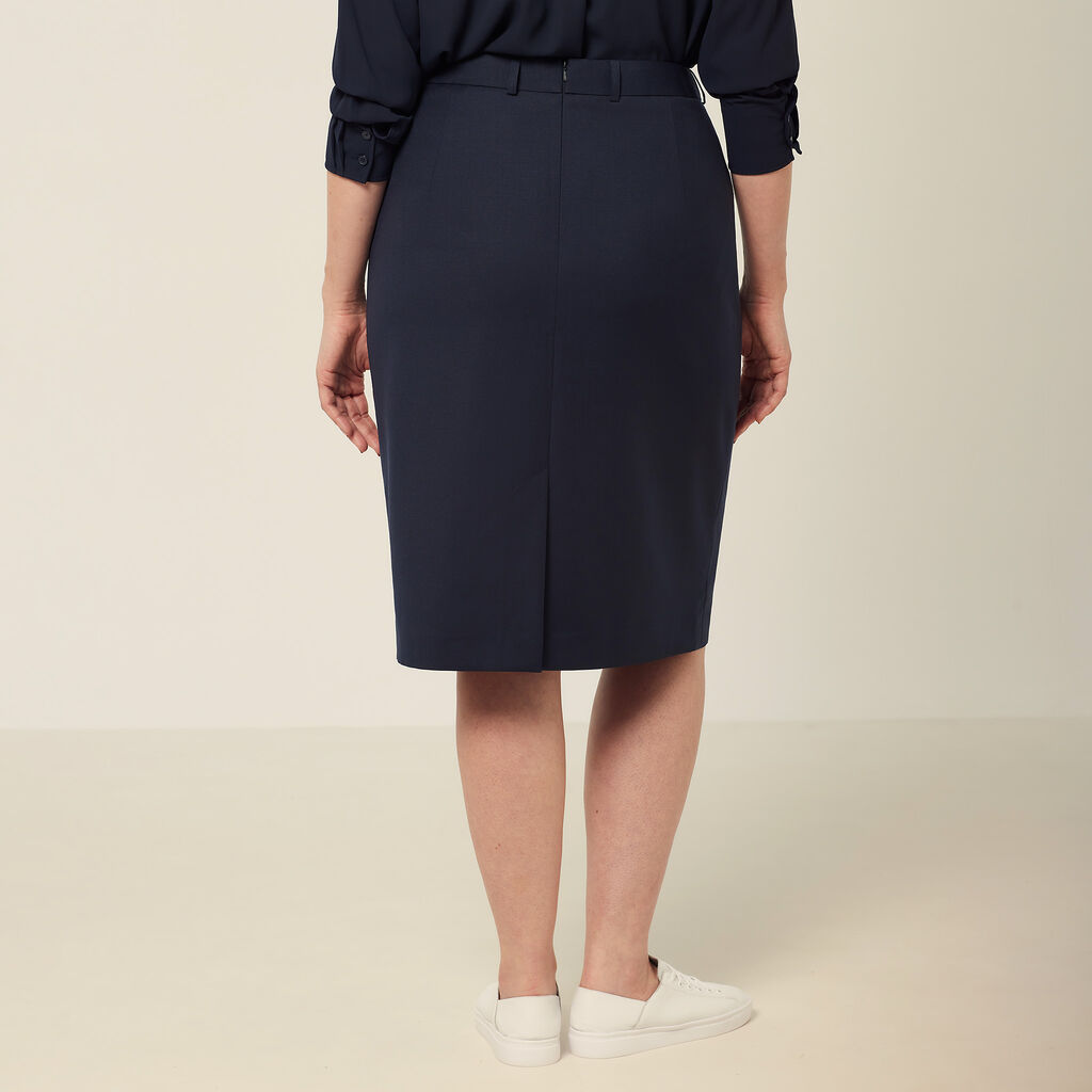 NNT Uniforms Wool Blend Twill Secret Waist Midi Skirt (CAT2RW)