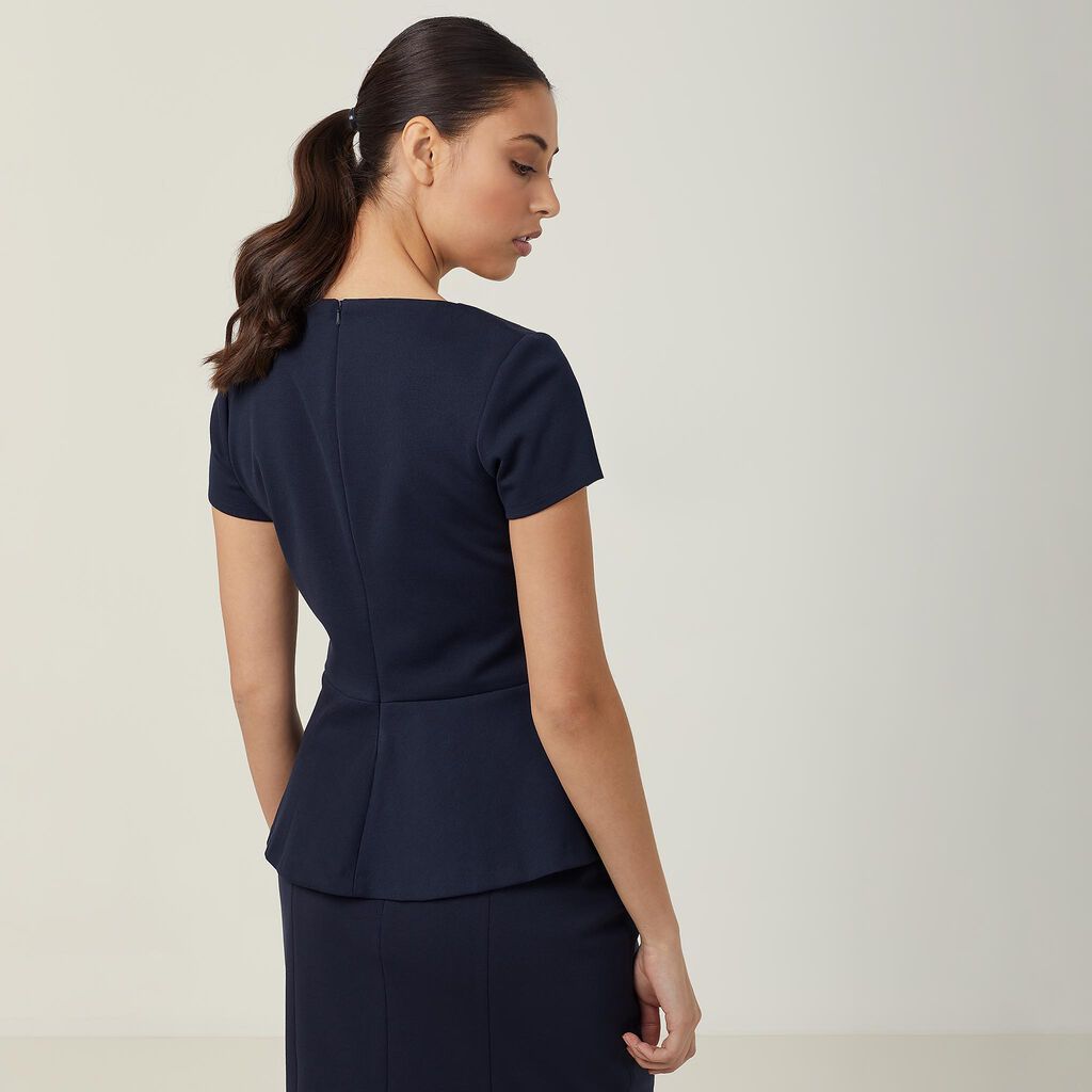 NNT Uniforms Ponte Knit Cap Slv Peplum Top(CAT9S1)