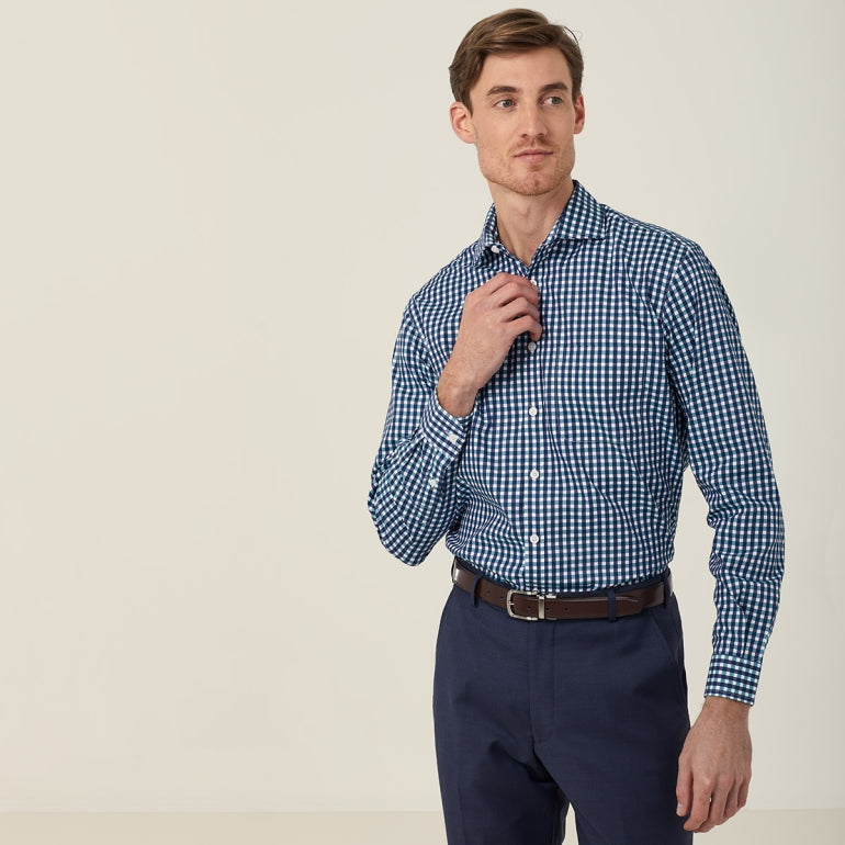 NNT Uniforms Dobby Check 100% Cotton Long Sleeve Shirt(CATDWX)