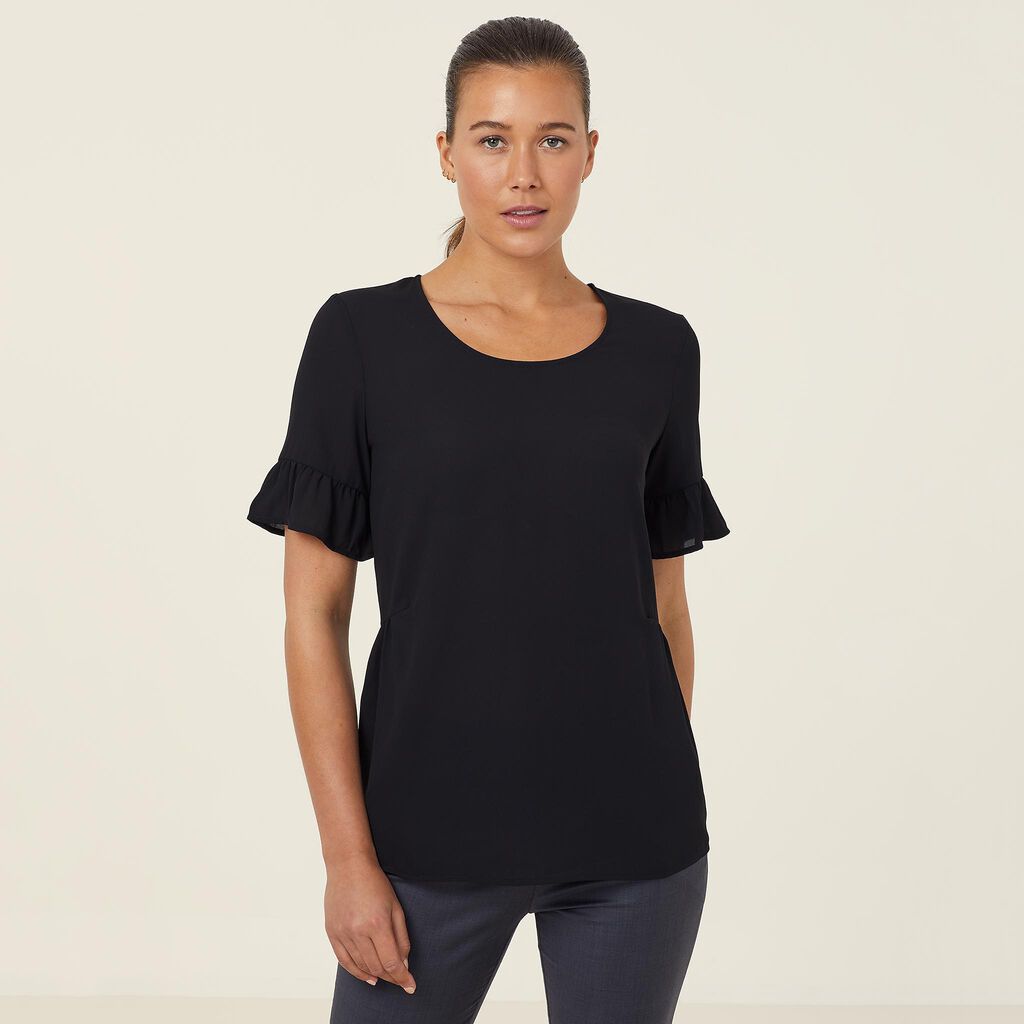 NNT Uniforms Short Sleeve Ruffle Sleeve Blouse Soft Georgette(CATUA5)