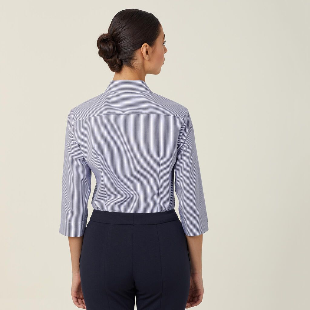 NNT Uniforms Avignon Fine Block Stripe Stretch 3/4 Sleeve Shirt (CATUKV)