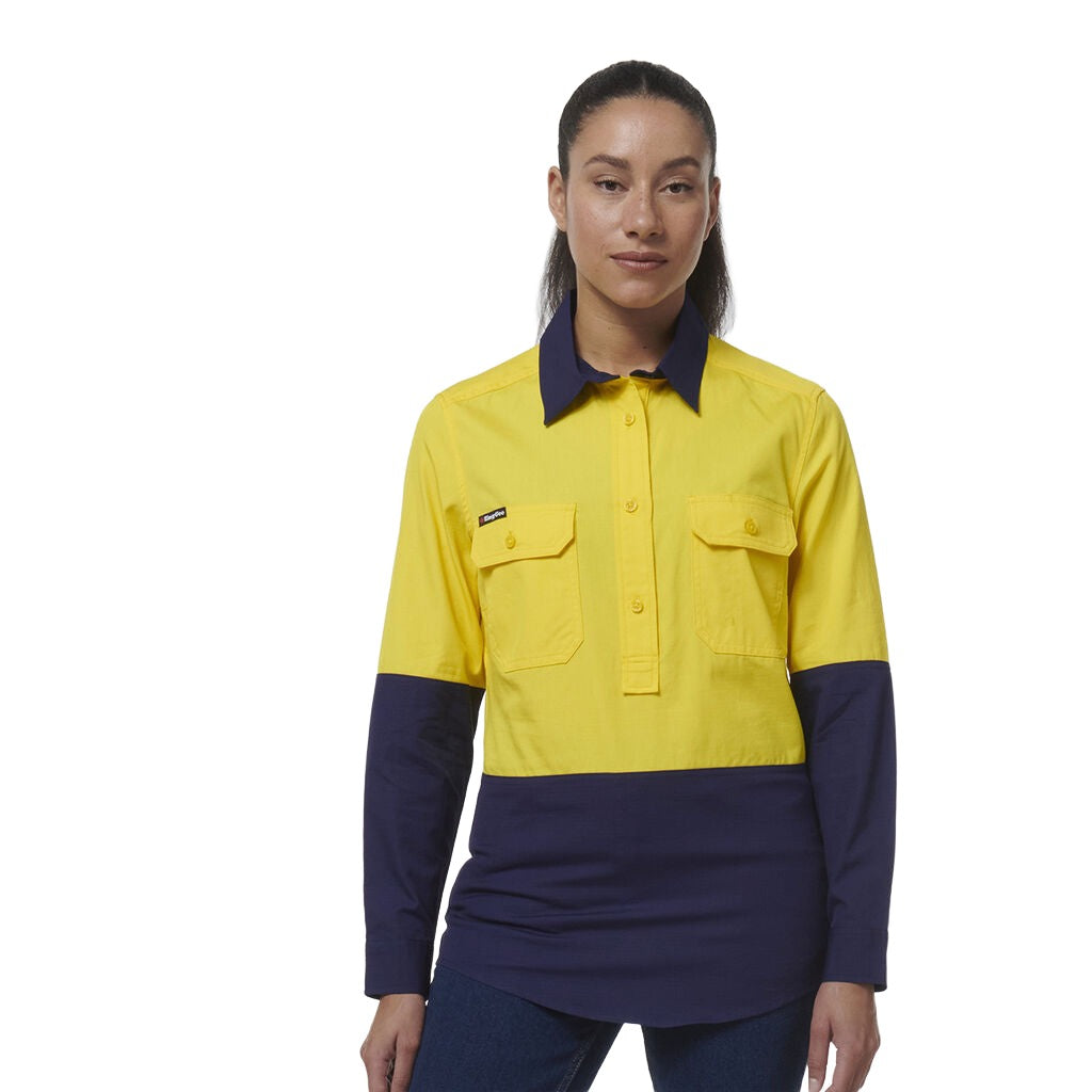 King Gee Women's Workcool Vented Closed Front Spliced Shirt (K44211)