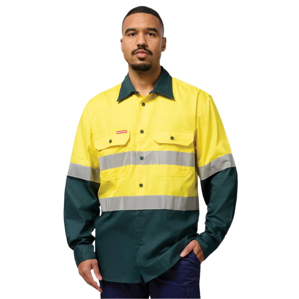 Hard Yakka Core Hi-Vis 2 Tone Taped Cotton Drill Shirt (Y04610)