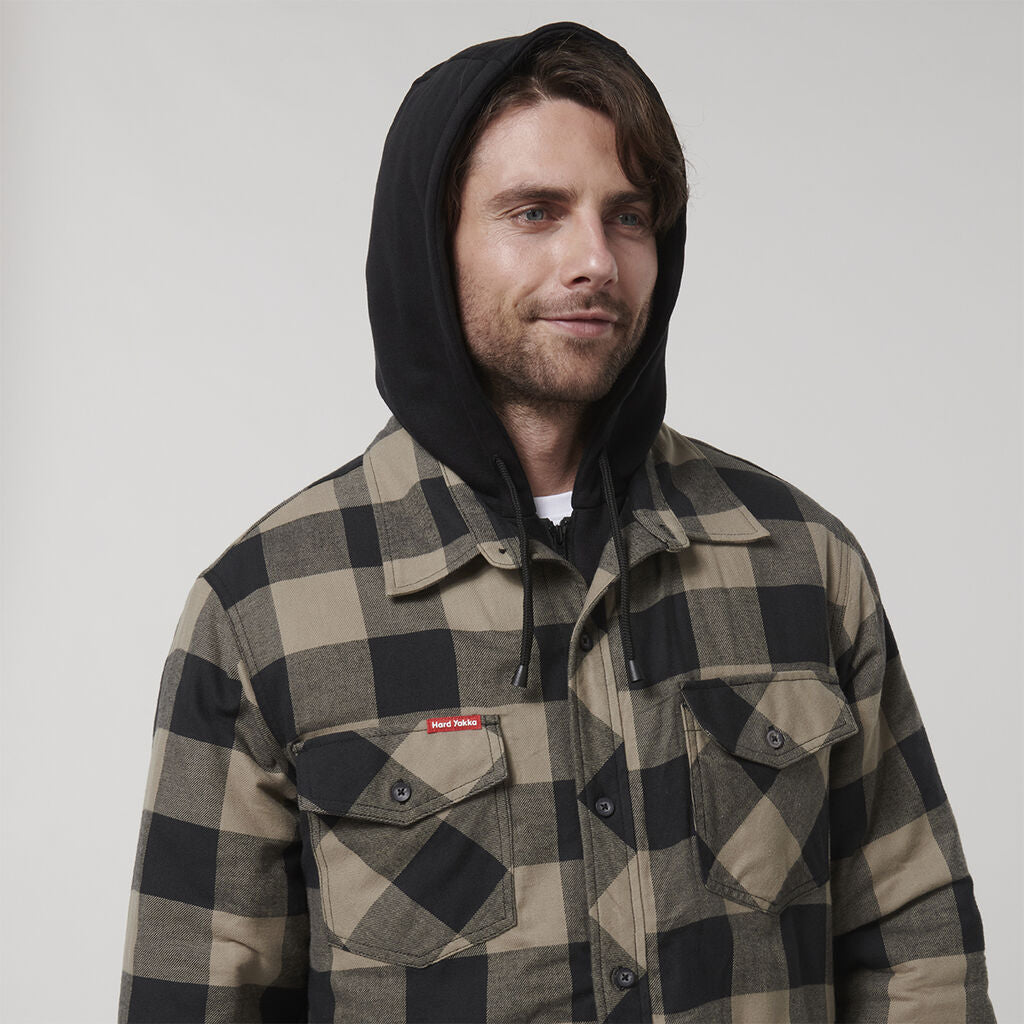 Hard Yakka Quilted Flannel Hooded Shacket (Y06690)