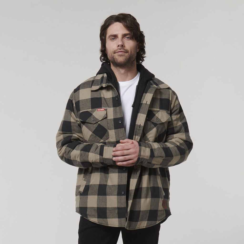 Hard Yakka Quilted Flannel Hooded Shacket (Y06690)