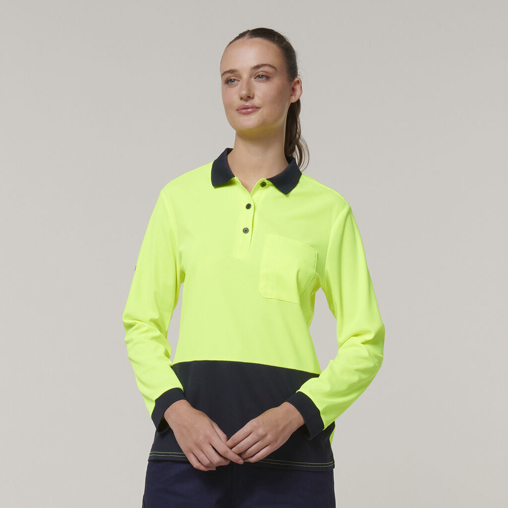 Hard Yakka Women's Long Sleeve Hi Vis Polo (Y08603)