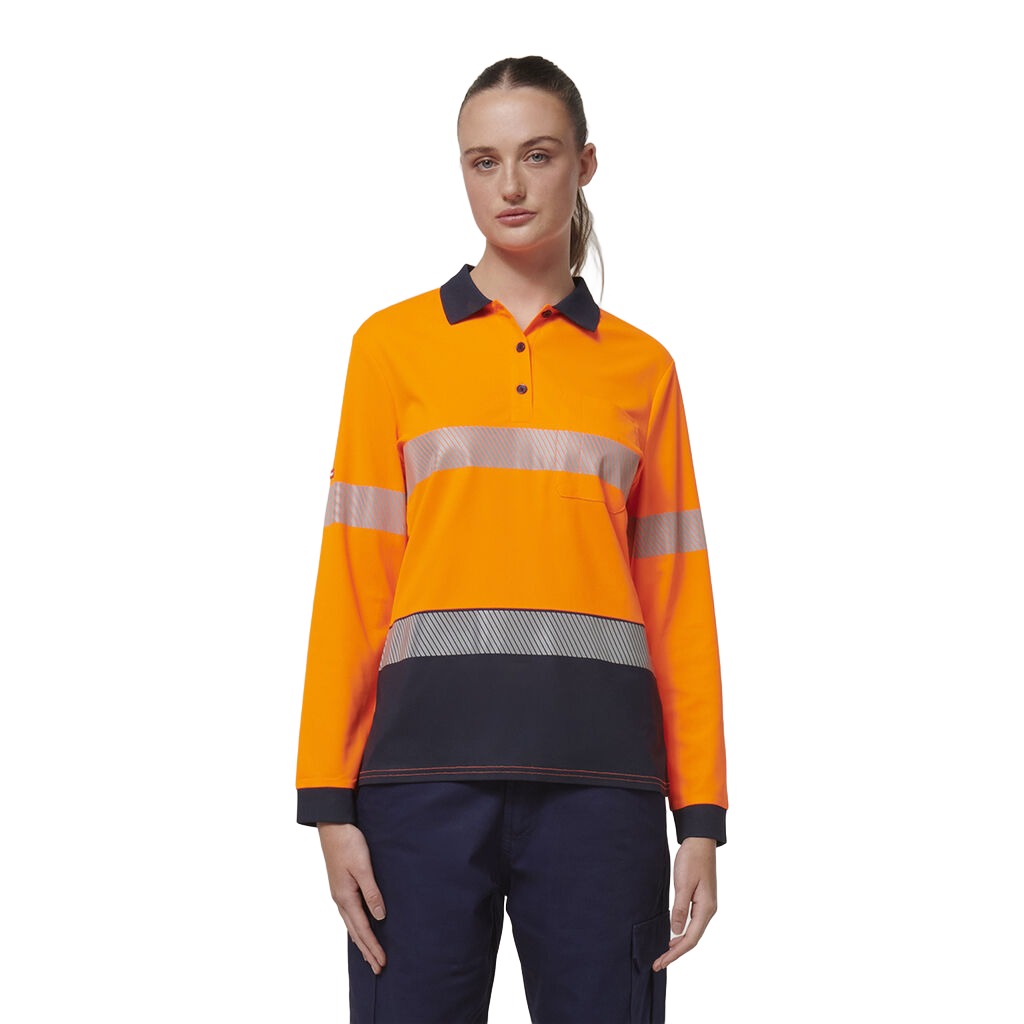 Hard Yakka Women's Long Sleeve Hi Vis Taped Polo (Y08604)