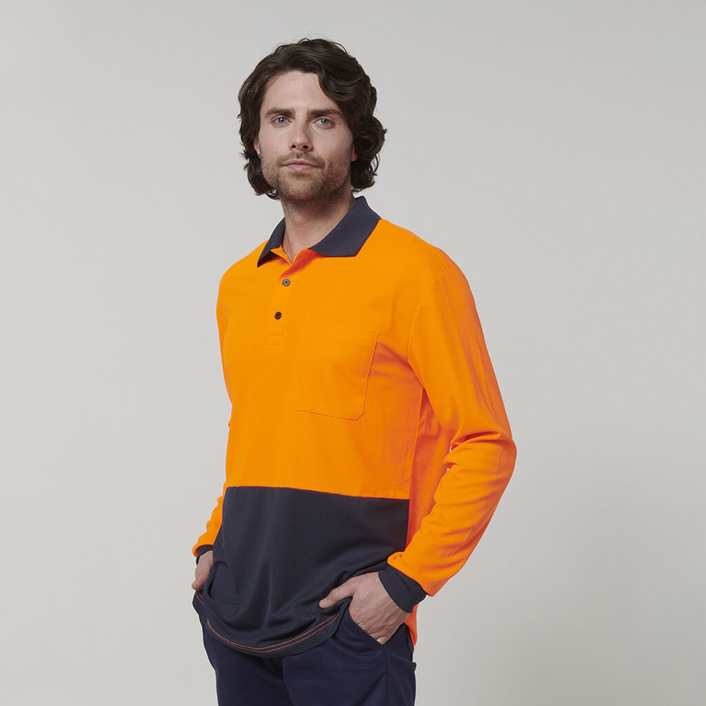 Hard Yakka Men's Long Sleeve Hi Vis Polo (Y19617)