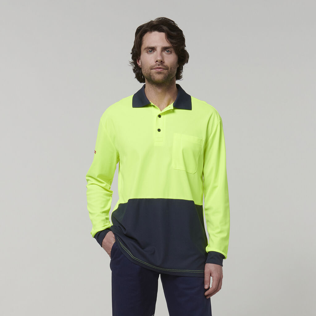 Hard Yakka Men's Long Sleeve Hi Vis Polo (Y19617)