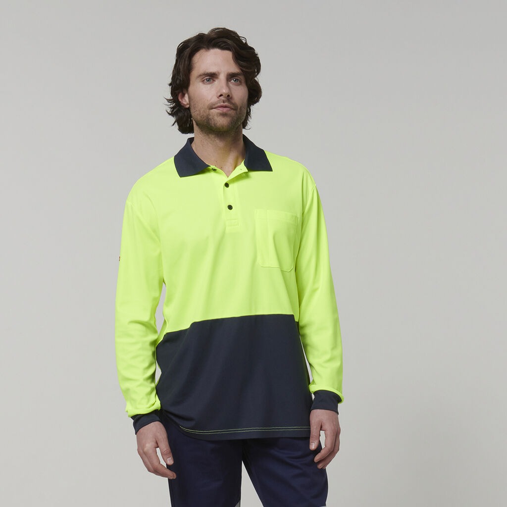 Hard Yakka Men's Long Sleeve Hi Vis Polo (Y19617)