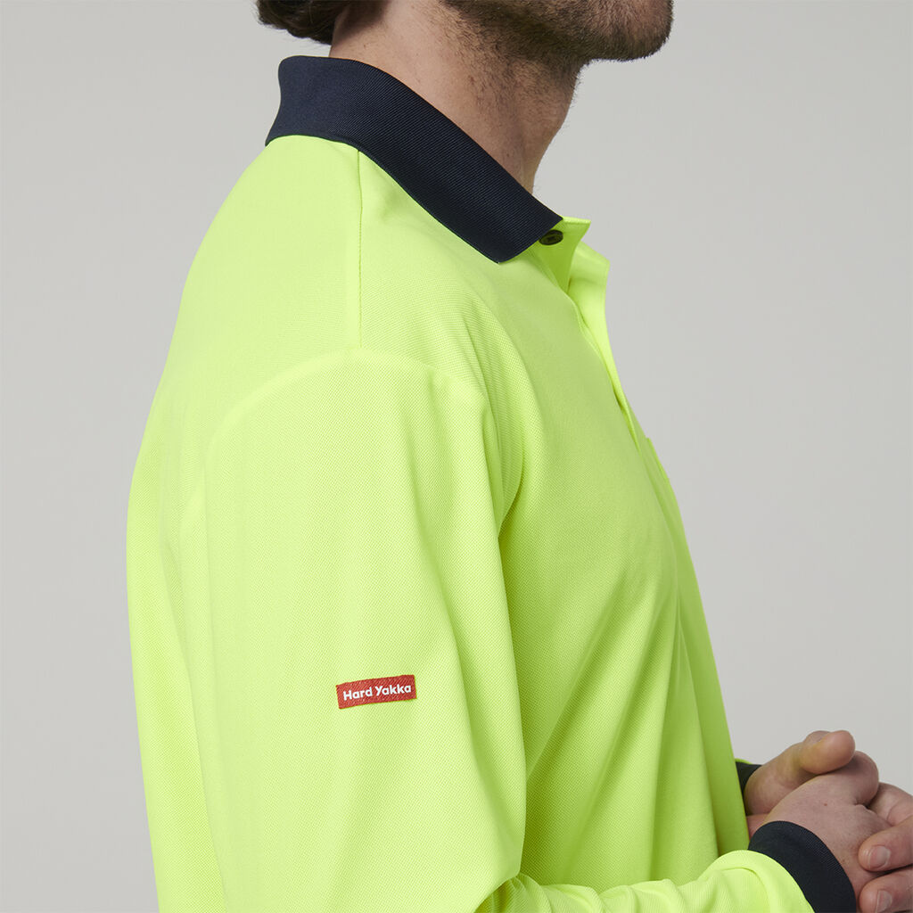 Hard Yakka Men's Long Sleeve Hi Vis Polo (Y19617)