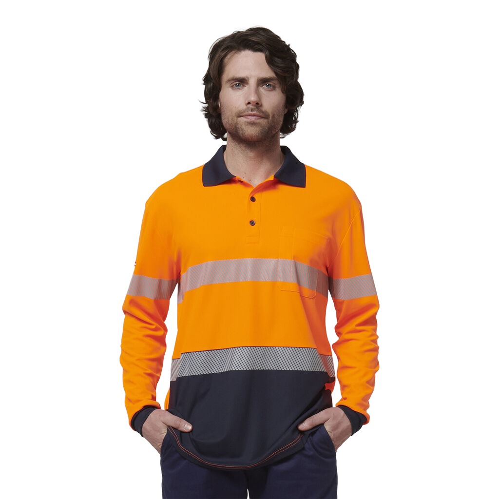 Hard Yakka Men's Long Sleeve Hi Vis Taped Polo (Y19619)