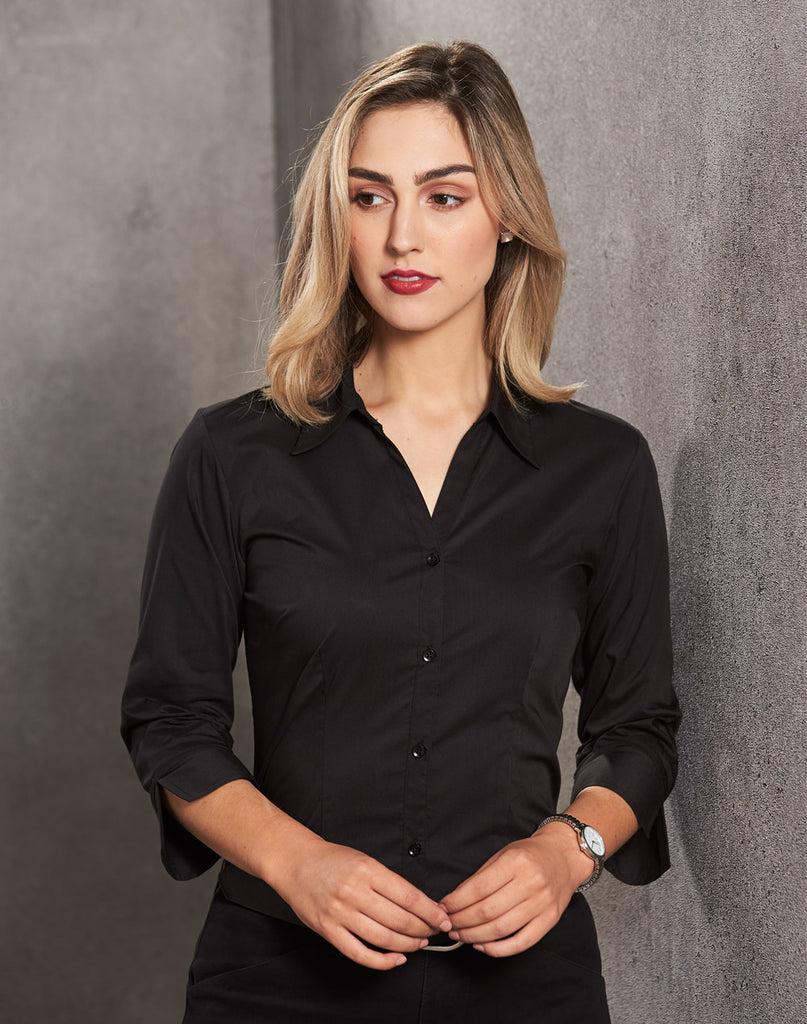 Winning Spirit Women's Teflon Executive 3/4 Sleeve Shirt (BS07Q)