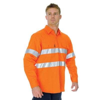 DNC HiVis Cool-Breeze Vertical Vented Cotton Shirt with Generic R/Tape - Long sleeve (3985)