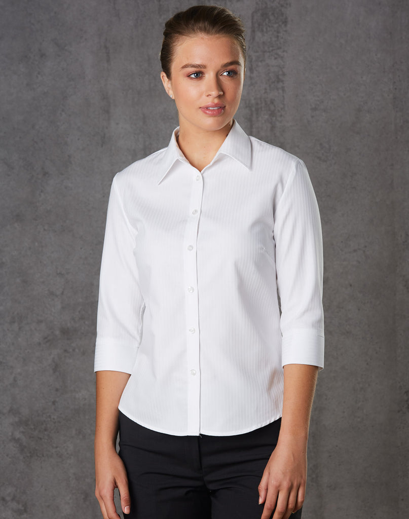 Winning Spirit Women's Mini Herringbone 3/4 Sleeve Shirt (M8113)