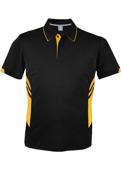 Aussie Pacific-Aussie Pacific Mens Tasman Polo (2nd 16 color)-S / Black/Gold-Uniform Wholesalers - 23