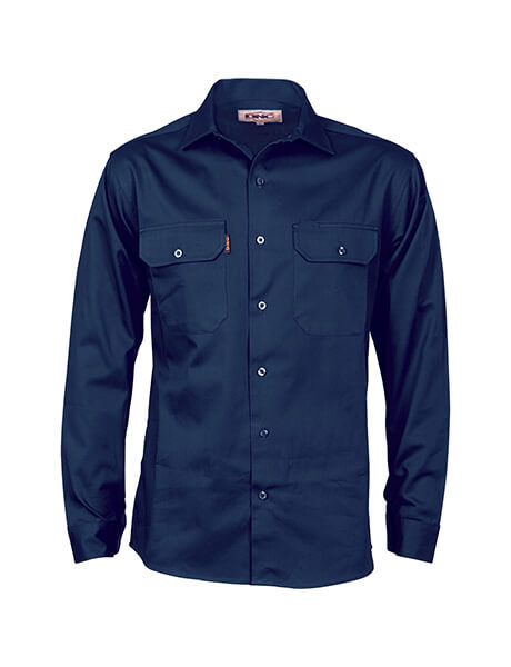 DNC Cotton Drill L/S Work Shirt - Long Sleeve (3202)