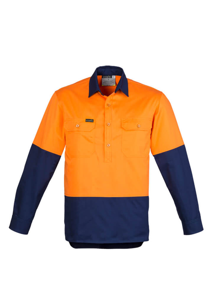 Syzmik Mens Hi Vis Closed Front L/S Shirt (ZW560)