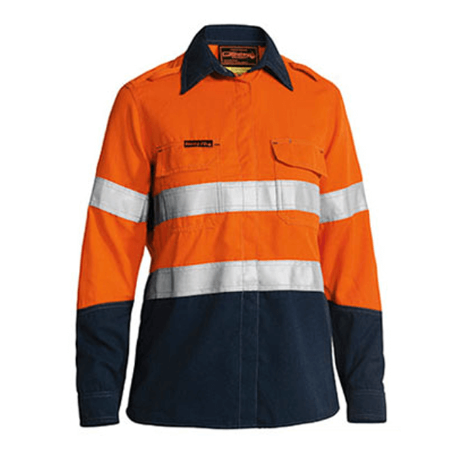 Bisley Tencate Tecasafe Plus Women's Taped Two Tone Hi Vis FR Vented Long Sleeve Shirt (BL8082T)