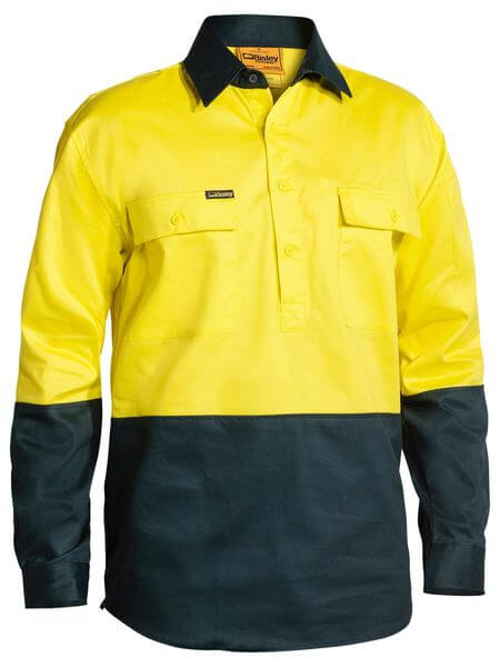 Bisley Hi Vis Closed Front Drill Shirt- Long Sleeve (BSC6267)