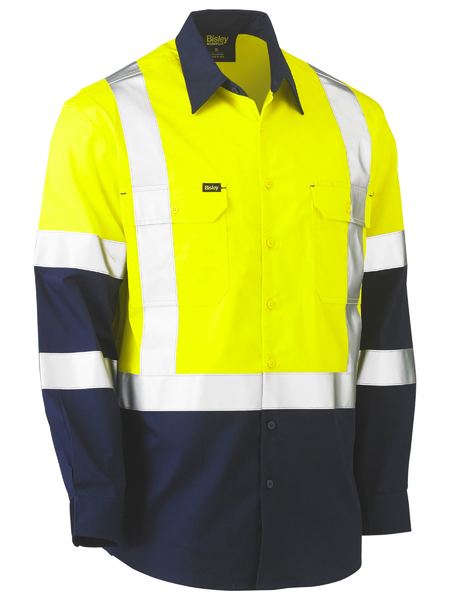 Bisley X Taped Biomotion Two Tone Hi Vis Lightweight Drill Shirt (BS6696XT)