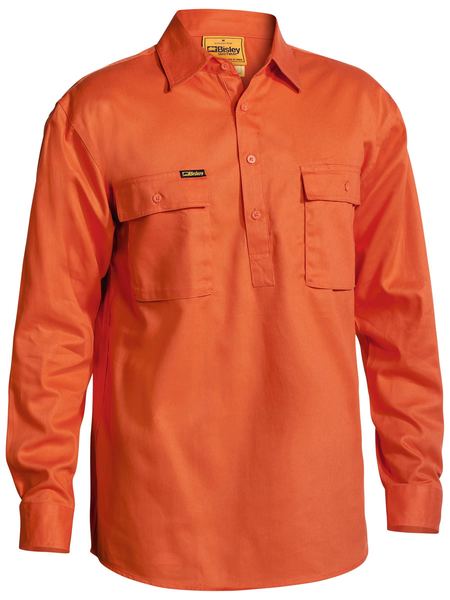 Bisley Closed Front Cotton Drill Shirt - Long Sleeve (BSC6433)