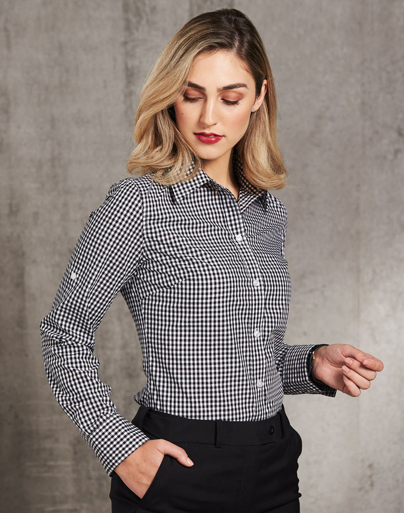 Winning Spirit Ladies’ Gingham Check Long Sleeve Shirt (M8300L)