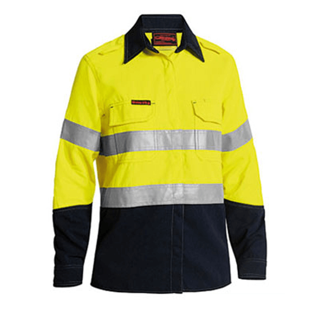 Bisley tencate Tecasafe Plus Women's Taped Two Tone FR Hi Vis Lightweight Vented Long Sleeve Shirt (BL8098T)