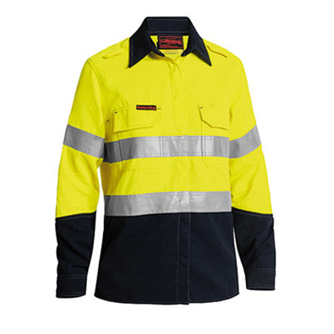 Bisley Tencate Tecasafe Plus Women's Taped Two Tone Hi Vis FR Vented Long Sleeve Shirt (BL8082T)