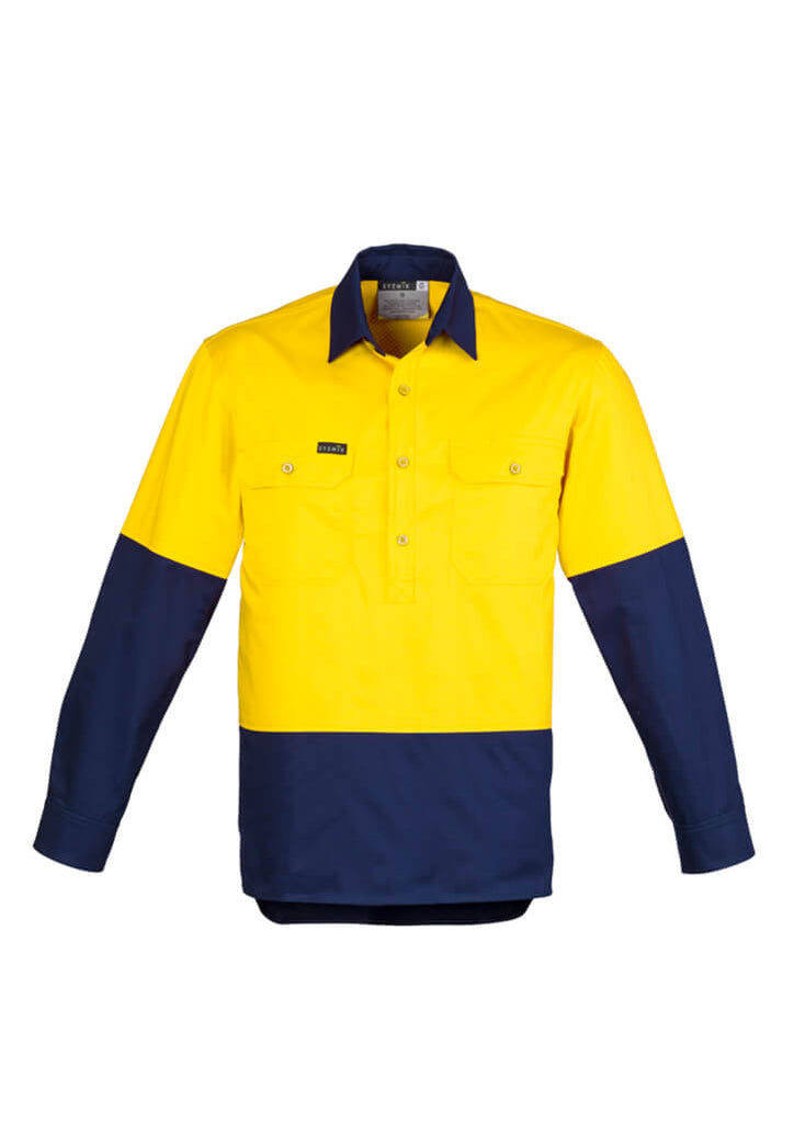 Syzmik Mens Hi Vis Closed Front L/S Shirt (ZW560)