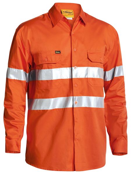 Bisley Taped Hi Vis Cool Lightweight Drill Shirt - Long Sleeve (BS6897)