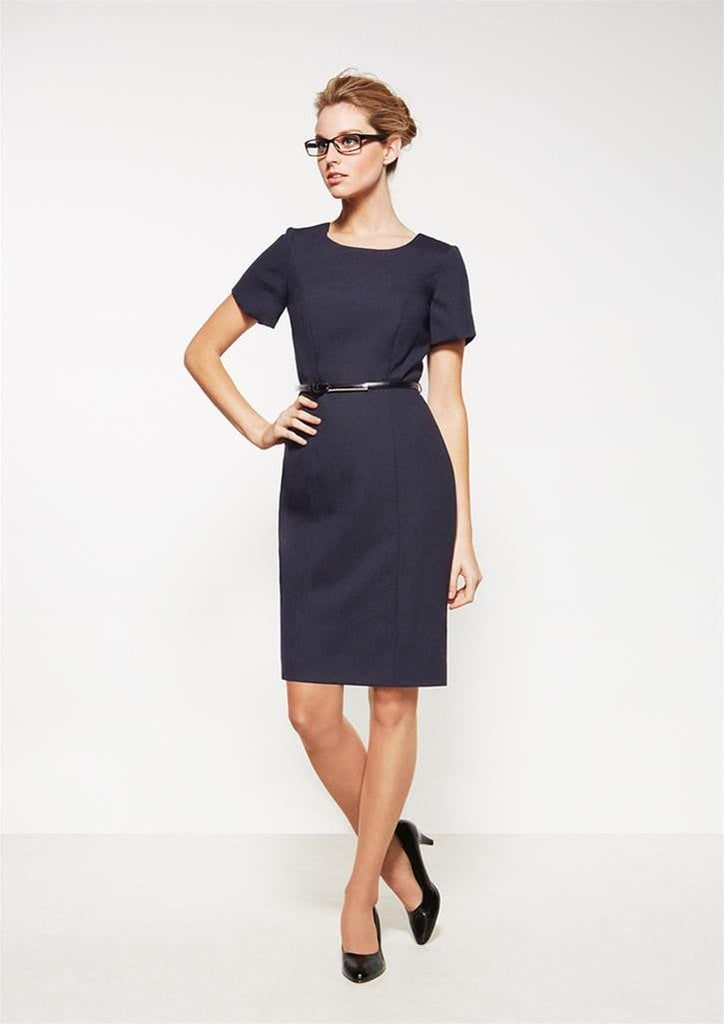 Biz Corporates Womens Comfort Wool Stretch Short Sleeve Shift Dress (34012)