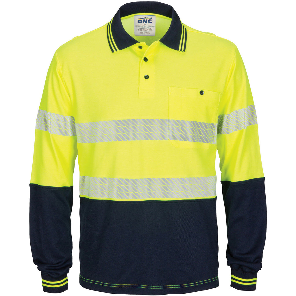 DNC HIVIS Segment Taped Cotton Backed Polo - Long Sleeve (3518)