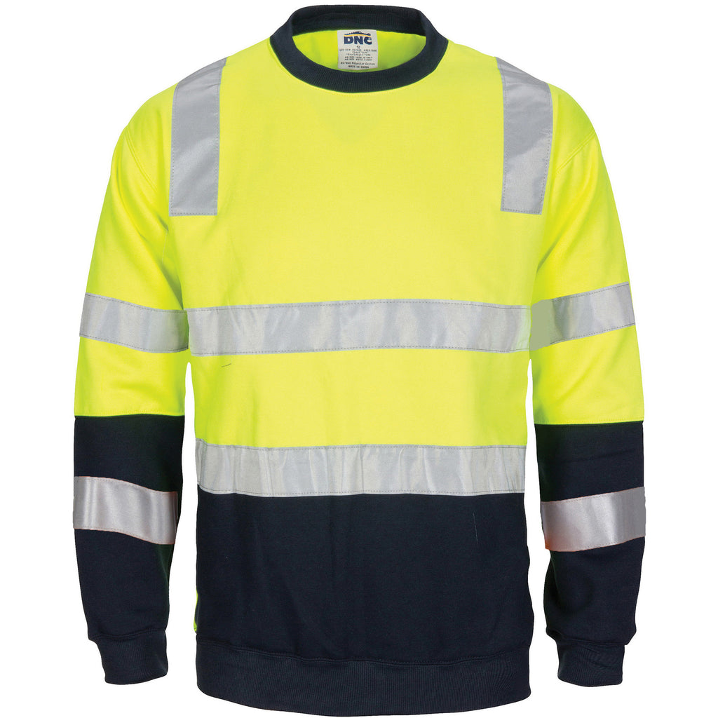 DNC Hi Vis 2 Tone,Crew-neck Fleecy Sweat Shirt With Shoulders, Double Hoop Body And Arms Csr R/tape (3723)