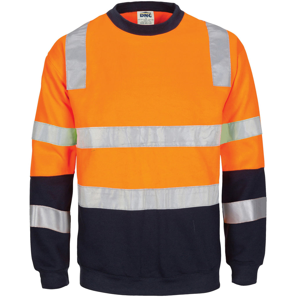 DNC Hi Vis 2 Tone,Crew-neck Fleecy Sweat Shirt With Shoulders, Double Hoop Body And Arms Csr R/tape (3723)