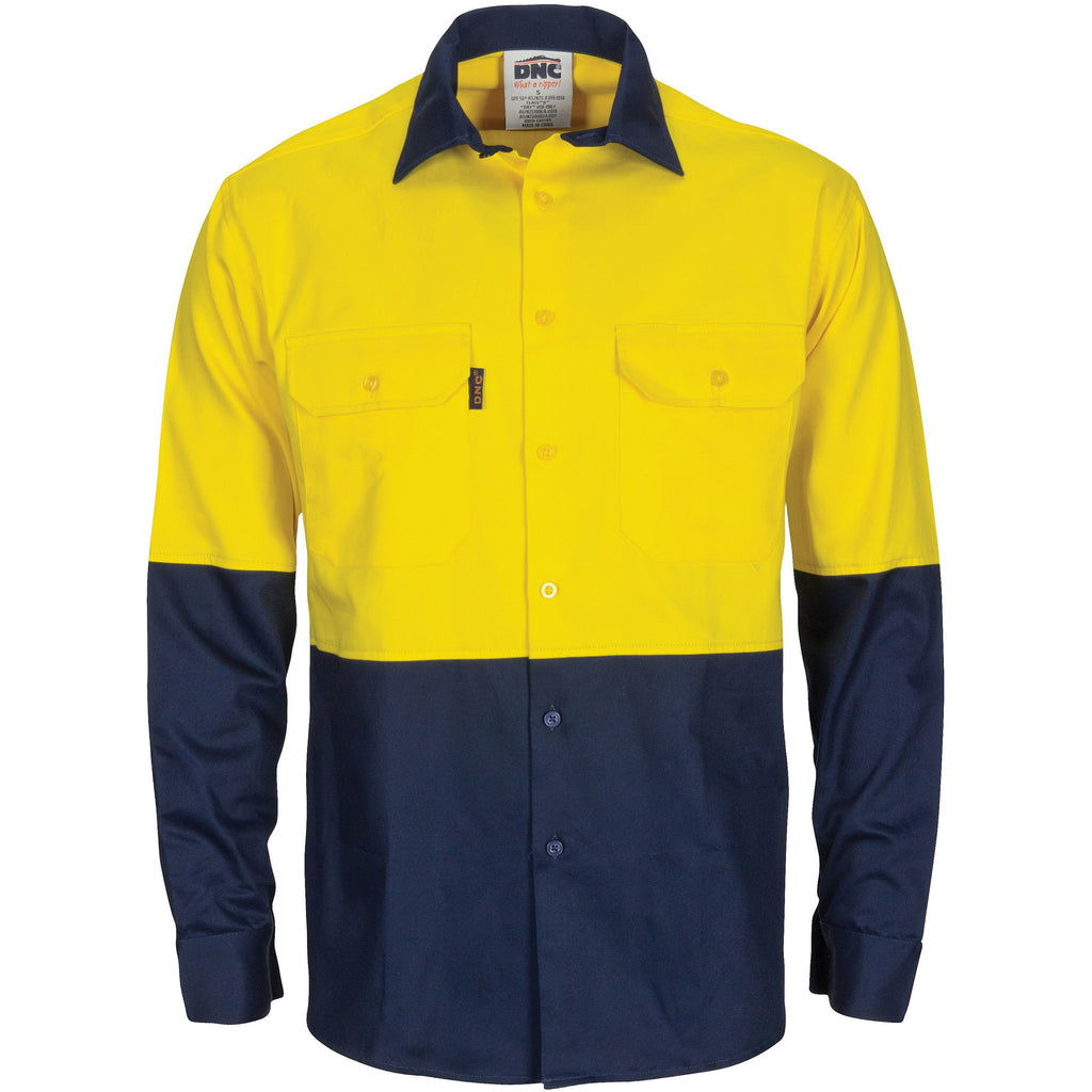 DNC HiVis L/W Cool-Breeze T2 Vertical Vented Cotton Shirt with Gusset Sleeves-L/S (3733)