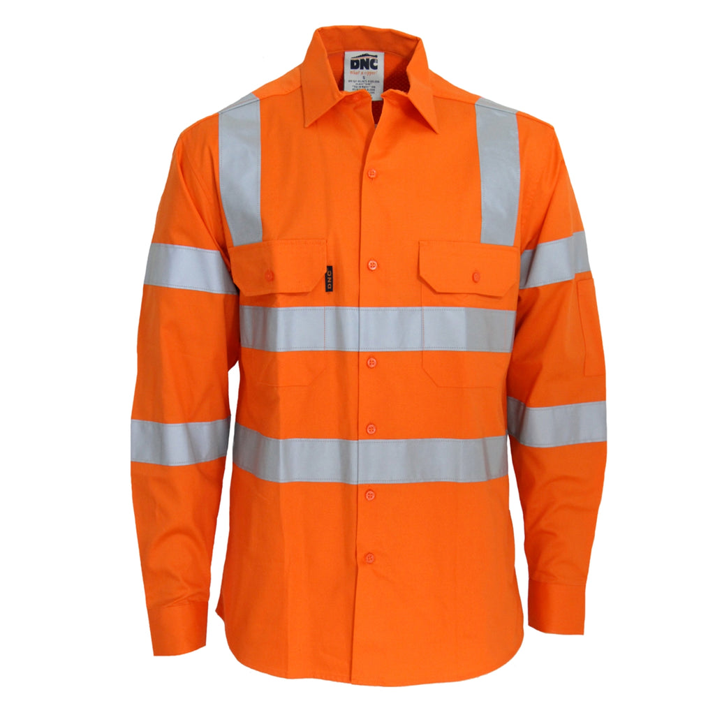 DNC Hivis L/W Csr R/Tape Vic Rail Shirt- LS (3741)