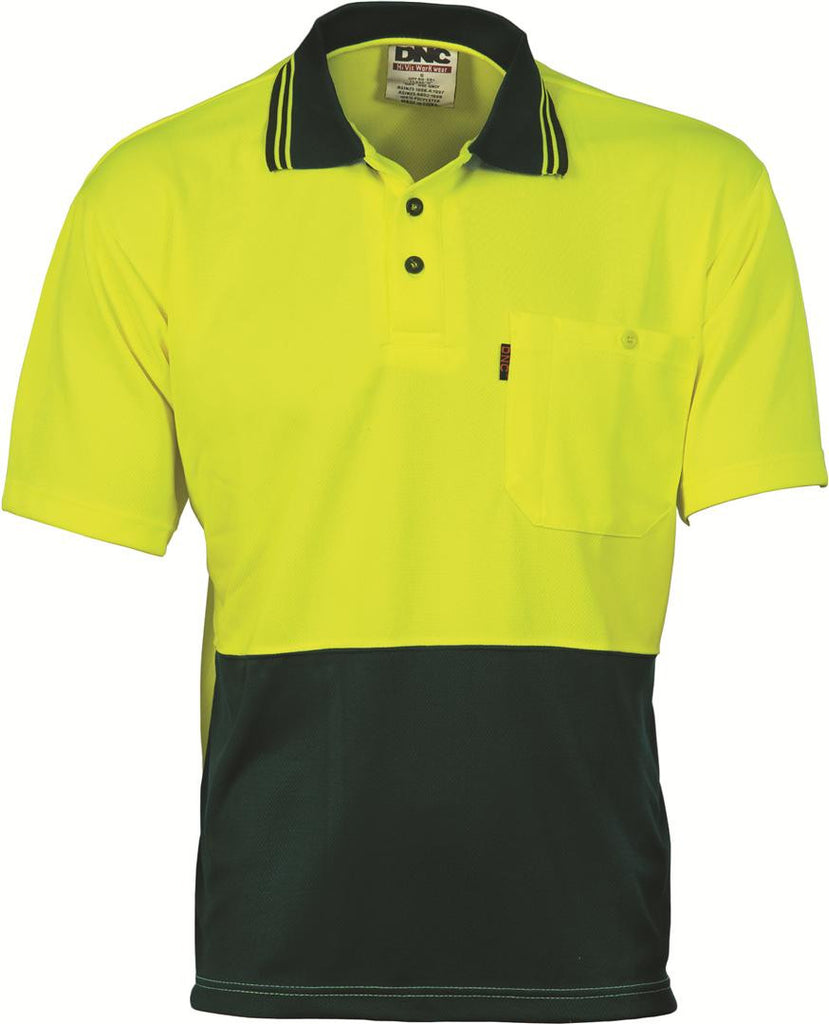 DNC Hivis Two Tone Cool Breathe Polo Shirt, Short Sleeve  (3811)